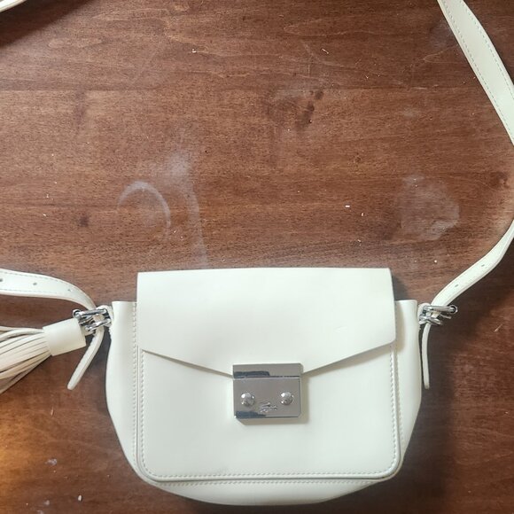 Lacoste LIVE Cream Croc Embossed Crossbody Bag with Tassel - Picture 1 of 6